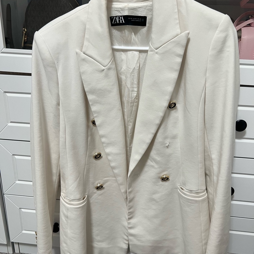Zara Ivory Blazer with Gold Accents